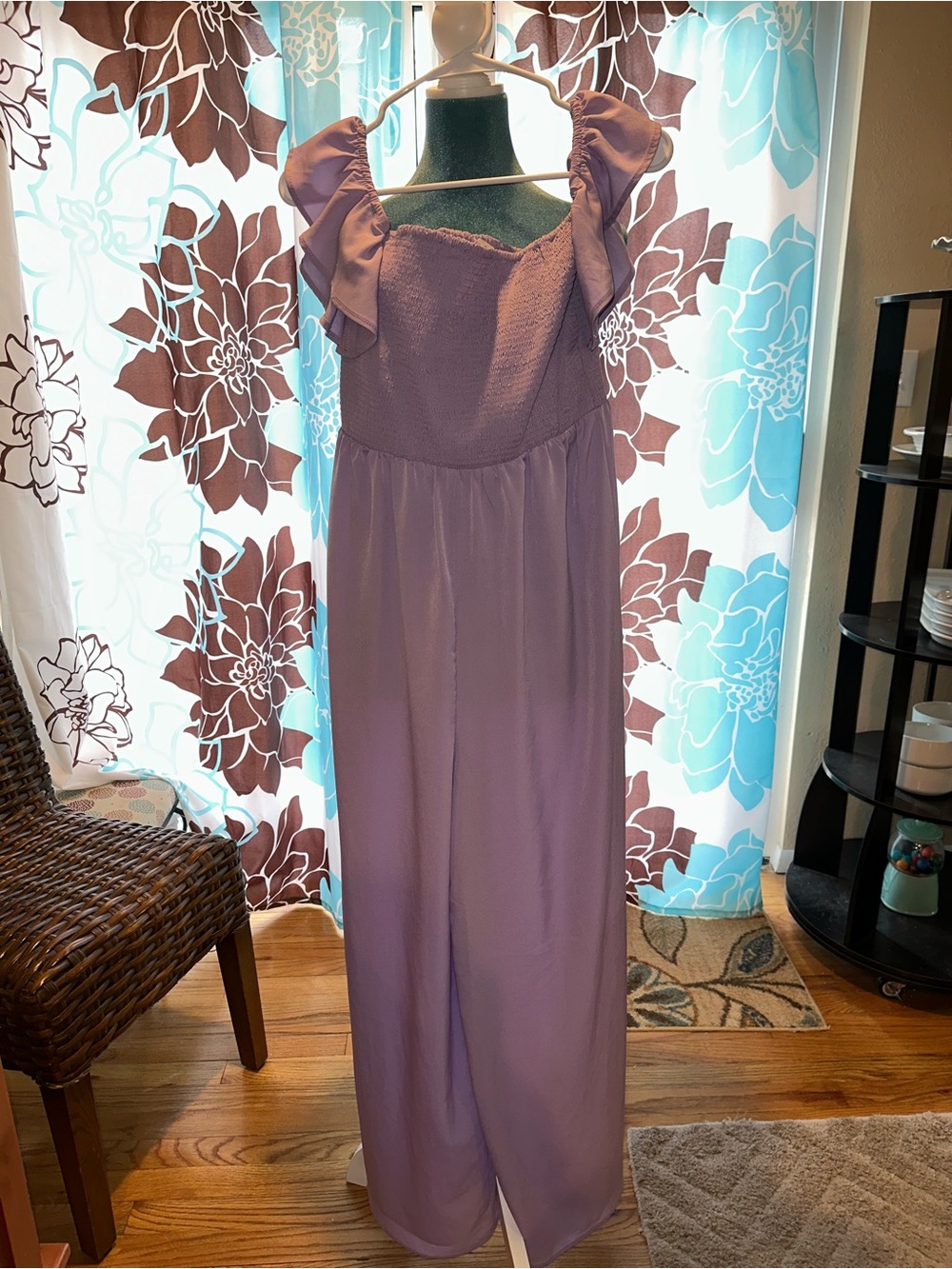 Riley & Rae Lavender Ruffle Strap Jumpsuit